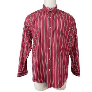 Chaps Shirt Mens XL Easy Care Button-Down Long Sleeve Red Striped (161)
